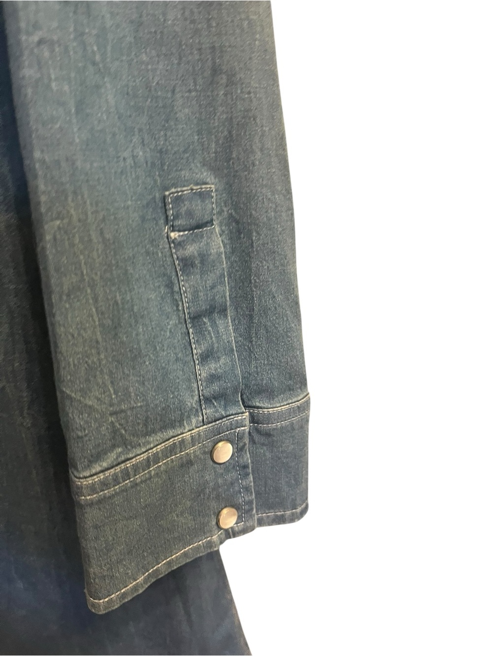 Johnny Was 3J Workshop Denim Shirt Dress Women Small Blue Boho Western Snap - Picture 7 of 9